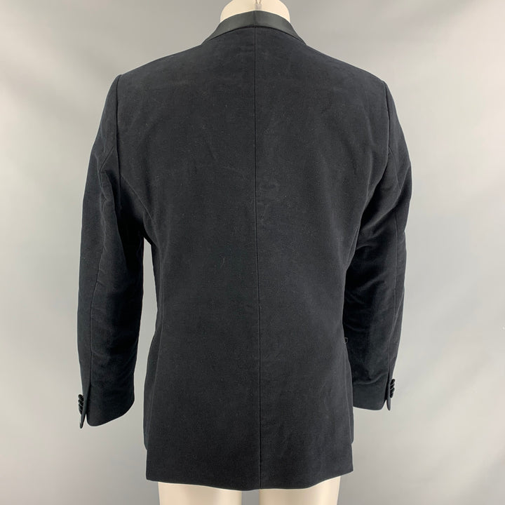 J. LINDEBERG Size 40 Black Solid Cotton Shawl Collar Sport Coat