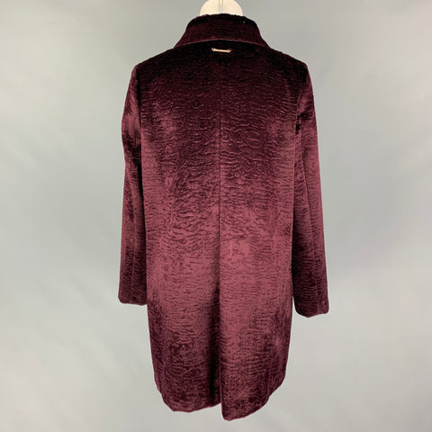 TWIN-SET Size M Burgundy Viscose Blend Single Breasted Coat
