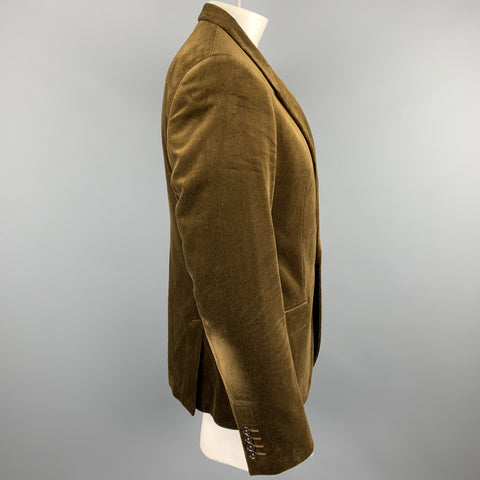 DOLCE & GABBANA Size 44 Brown Cotton Velvet Peak Lapel Sport Coat