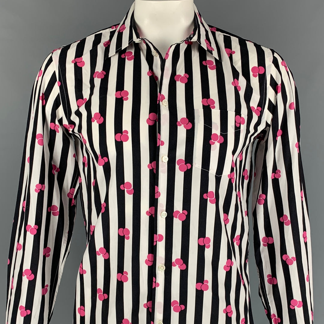 MARC by MARC JACOBS Size L Black White Stripe Cotton Button Up Long Sleeve Shirt