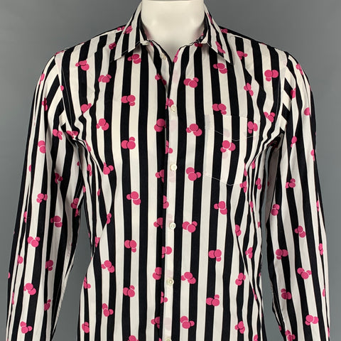 MARC by MARC JACOBS Size L Black White Stripe Cotton Button Up Long Sleeve Shirt