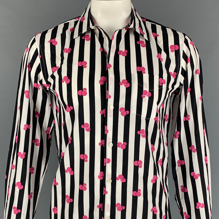 MARC by MARC JACOBS Size L Black White Stripe Cotton Button Up Long Sleeve Shirt