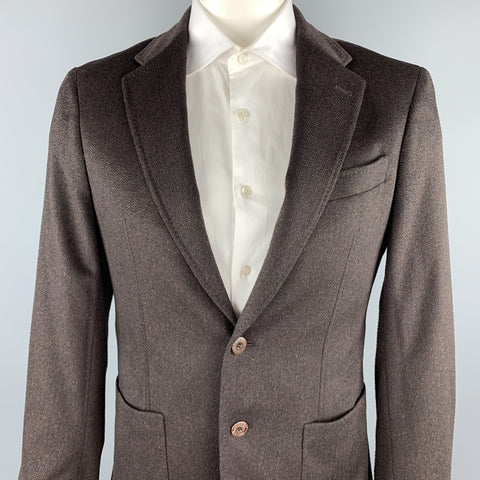 JOSEPH ABBOUD Size 40 Brown Textured Cashmere Notch Lapel Sport Coat