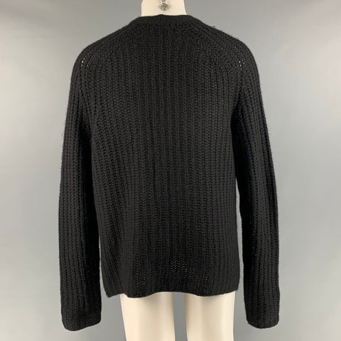 SIMON MILLER Size S Black Knitted Alpaca & Acrylic Open Front Cardigan
