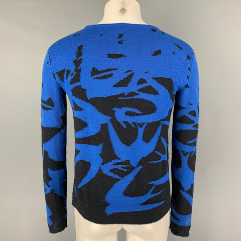 MCQ by ALEXANDER MCQUEEN Size XS Black Royal Blue Knitted Wool Blend Pullover