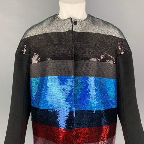 GIAMBATTISTA VALLI Chaqueta con lentejuelas de pelo de camello multicolor Talla XL