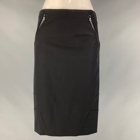 PRADA Taille 4 Jupe crayon unie en polyester noir