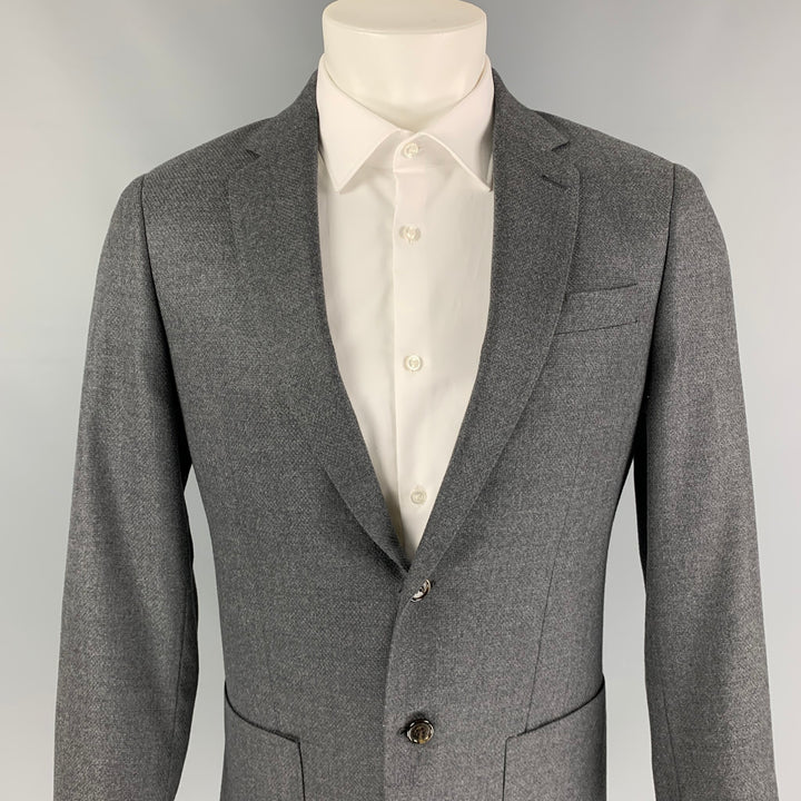 TODD SNYDER Size 38 Grey Textured Wool Notch Lapel Mayfair Fit Sport Coat