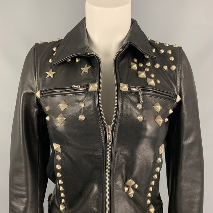 R13 Size XS Black Leather Studded Jacket