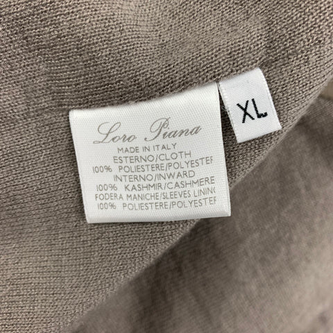 LORO PIANA Size XL Taupe Polyester Hidden Placket Jacket