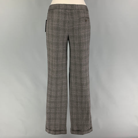 2009 by ALEXANDER McQUEEN  Size 10 Grey Virgin Wool Plaid Flat Front Dress Pants