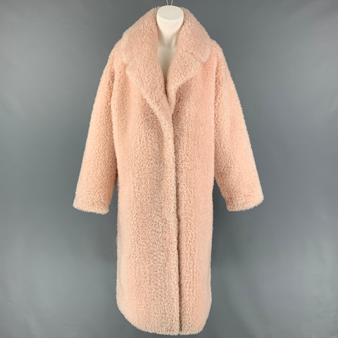 STAND STUDIO Taille S Manteau à revers cranté en fausse fourrure en polyester rose pâle