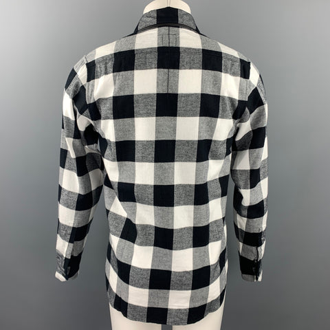 EN NOIR Size S Black & White Buffalo Plaid Cotton Long Sleeve Shirt