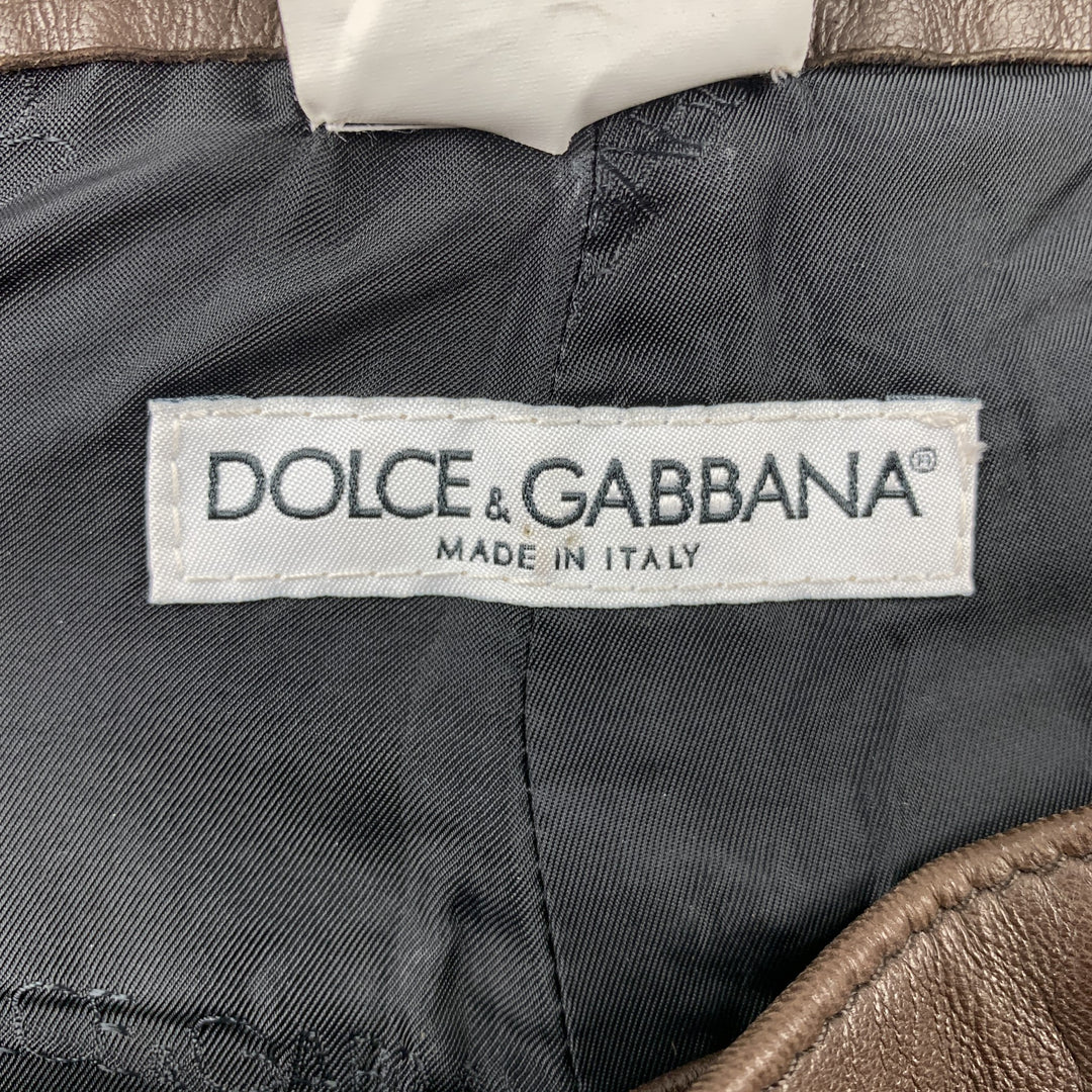 DOLCE & GABBANA Size 36 Brown Leather Flat Front Pants