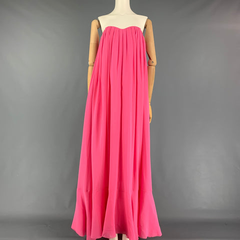 DELPOZO OI 19 Talla 4 Vestido sin tirantes de seda rosa