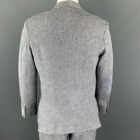 BAND OF OUTSIDERS Size 40 Navy & White Houndstooth Linen Notch Lapel Suit