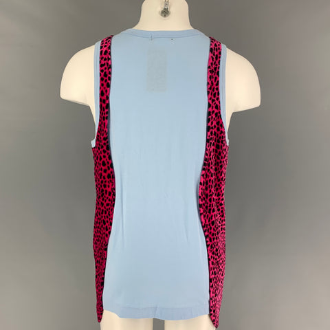 COMME des GARCONS HOMME PLUS SS 18 Size L Blue Pink Animal Print Cotton Tank Top