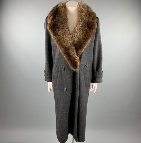 CALVIN KLEIN Taille 10 Manteau à double boutonnage en laine mélangée charbon de bois