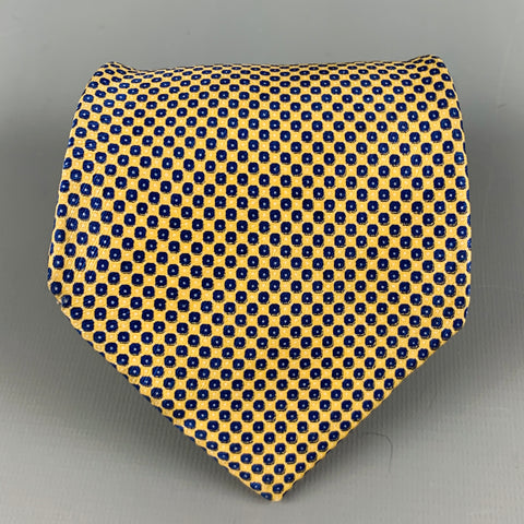 STEFANO RICCI Yellow Navy Nailhead Silk Tie
