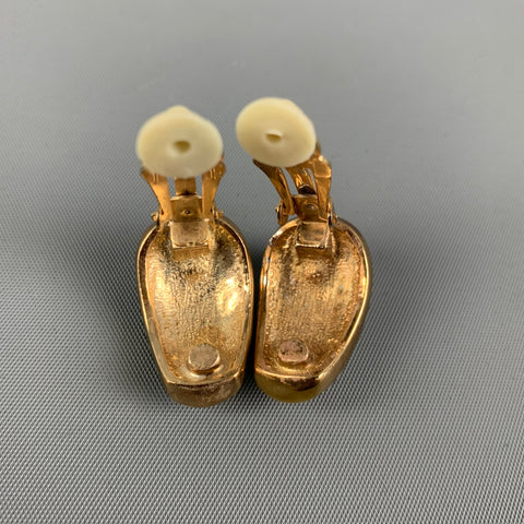 VINTAGE Gold Rhinestones Clip-On Earrings