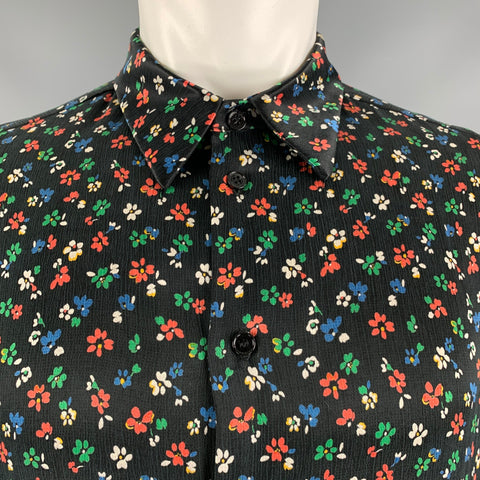 GARCONS INFIDELES Taille S Chemise à manches longues boutonnée florale multicolore noire