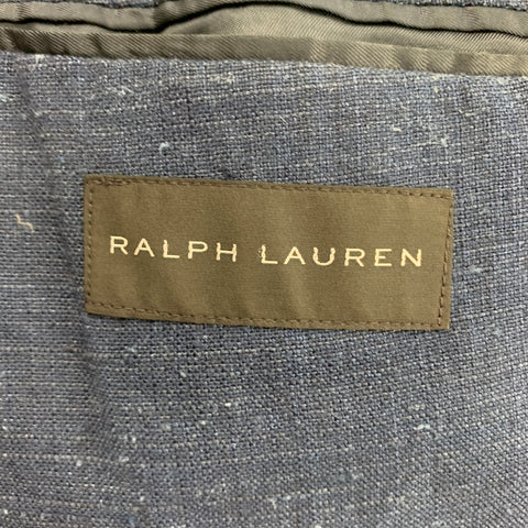 RALPH LAUREN Black Label Size 44 Indigo Textured Linen Silk Sport Coat