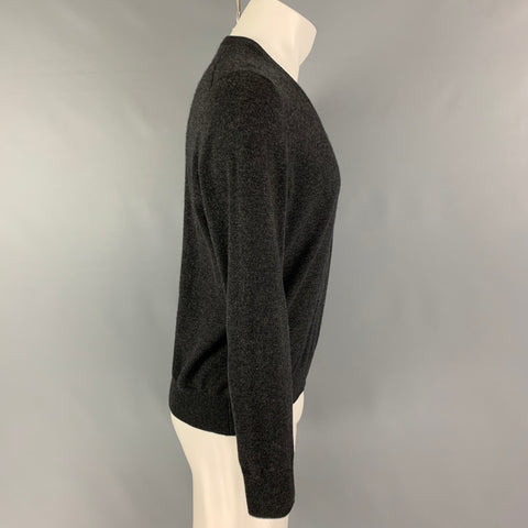 BRUNELLO CUCINELLI Size S Charcoal Cashmere V-Neck Sweater