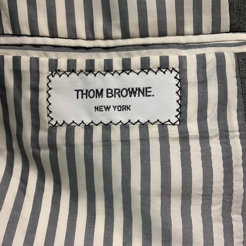 THOM BROWNE Taille 40 Manteau sport en tweed gris à 3 boutons