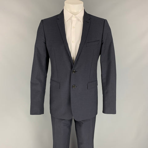 BURBERRY LONDON Talla 40 Traje cruzado de lana / mohair azul marino Glenplaid