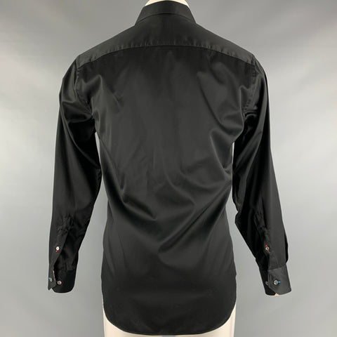 BUGATCHI UOMO Size M Black Multicolour Cotton Long Sleeve Shirt