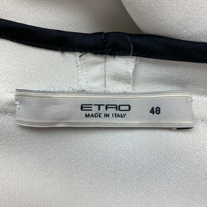 ETRO Size 12 Cream & Black Crepe Sleeveless V Neck Blouse
