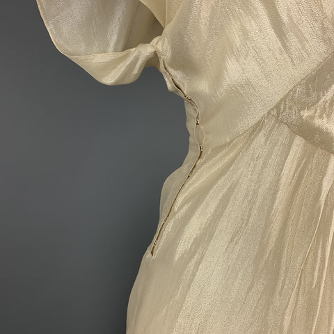 ALBERTA FERRETTI Taille 6 Robe tunique en soie champagne métallisée perlée
