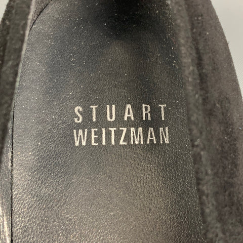 STUART WEITZMAN Size 6.5 Black Silver Suede Loafer Flats