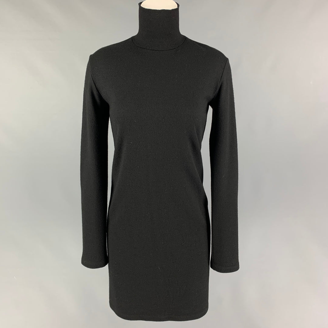 YOHJI YAMAMOTO Size M Black Wool Long Sleeve Dress
