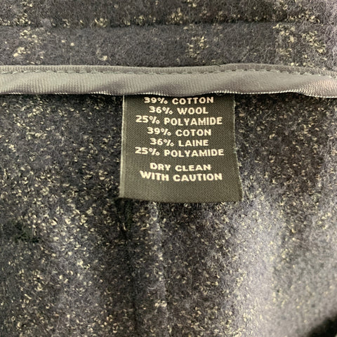 SAKS FIFTH AVENUE Size 40 Navy Grey Plaid Wool Blend Coat