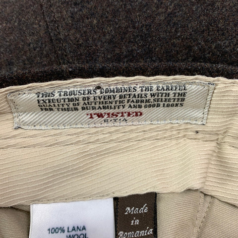 TWISTED Taille 28 Pantalon habillé en laine marron à braguette boutonnée