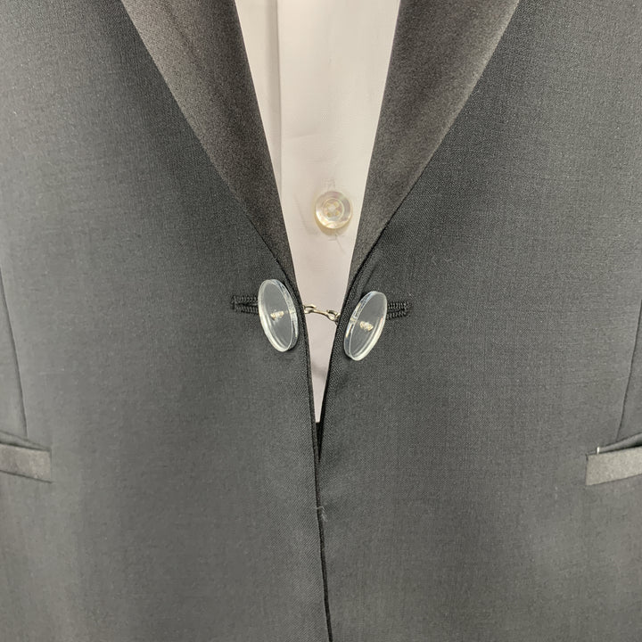 VIKTOR & ROLF Size 40 Black Wool Satin Peak Lapel Mirror Button Tuxedo Jacket