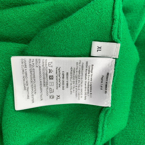 BOTTEGA VENETA Size XL Green Knitted Wool Blend Buttoned Polo