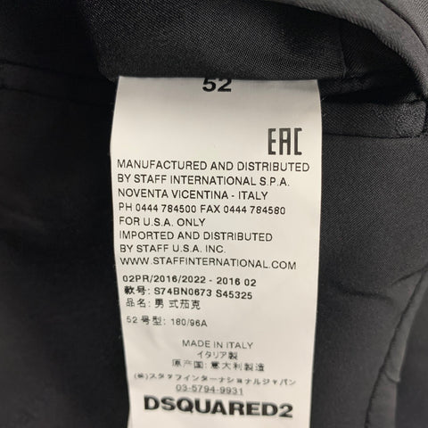 DSQUARED2 Size 42 Olive Burgundy Black Jacquard Acetate Blend Sport Coat