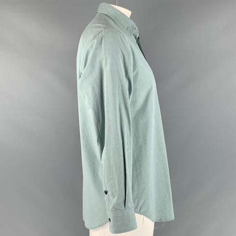 BRIONI Size L Blue Cotton Long Sleeve Shirt