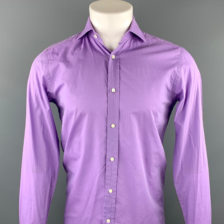 RALPH LAUREN Black Lable Size S Purple Cotton Long Sleeve Shirt