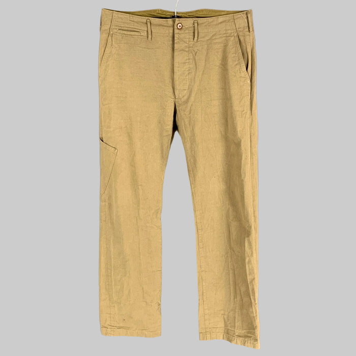 KAPITAL Size XL Khaki Cotton Wide Leg Casual Pants