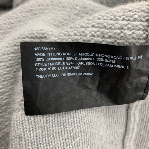 THEORY Size M Grey Knit Cashmere Crew-Neck Pullover