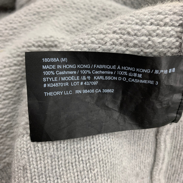 THEORY Size M Grey Knit Cashmere Crew-Neck Pullover
