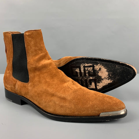 GIVENCHY Size 13 Camel Suede Chelsea Boots