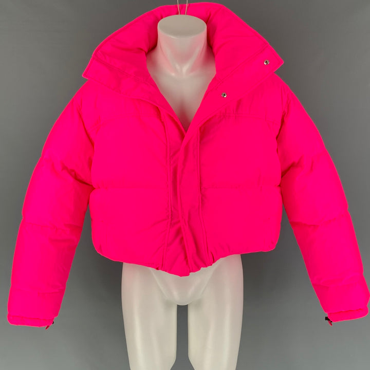 VETEMENTS FW 19 Size XS Flou Pink Quilted Polyester Zip Up Puffer Jacket