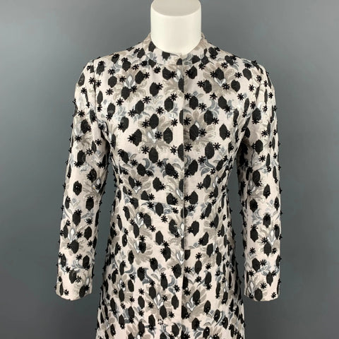 GIAMBATTISTA VALLI Size S Gray Beaded Embellishes Cotton / Polyester Evening Coat GIAMBATTISTA VALLI