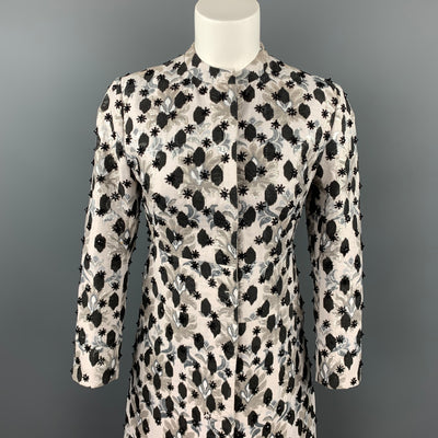 GIAMBATTISTA VALLI Size S Gray Beaded Embellishes Cotton / Polyester Evening Coat