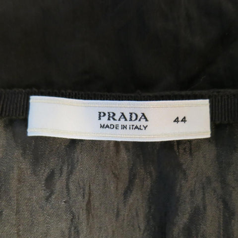 PRADA Spring 2009 Size US 10 / IT 44  Brown Winkled Cotton Metal Blend Pencil Skirt