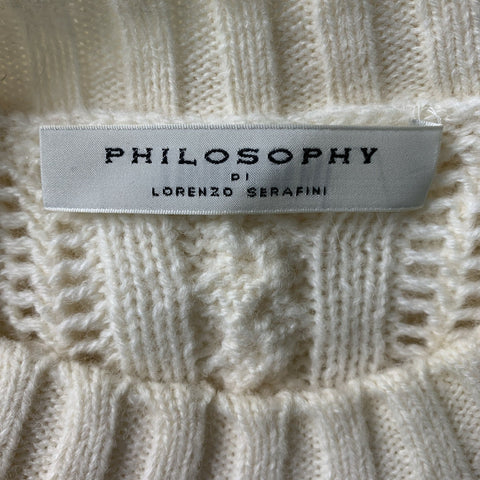 PHILOSOPHY Size 4 Cream Acrylic Blend Textured Ruffle Sweater